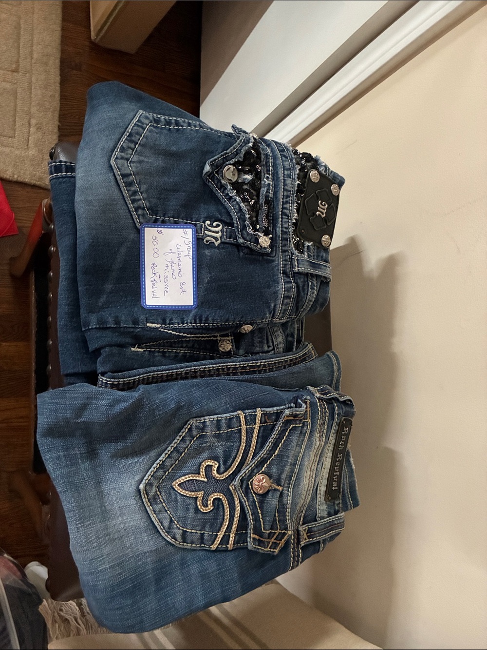 Miss Me Medium Blue Boot Cut Jeans with Embroidered Back Pockets